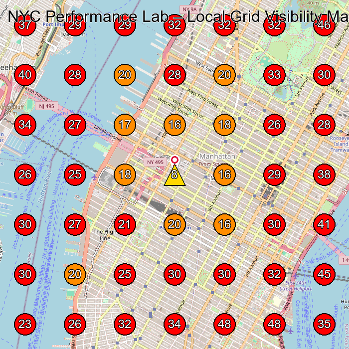 NYC Performance Lab GeoGrid visibility map for Physical Therapy Clinic in New York